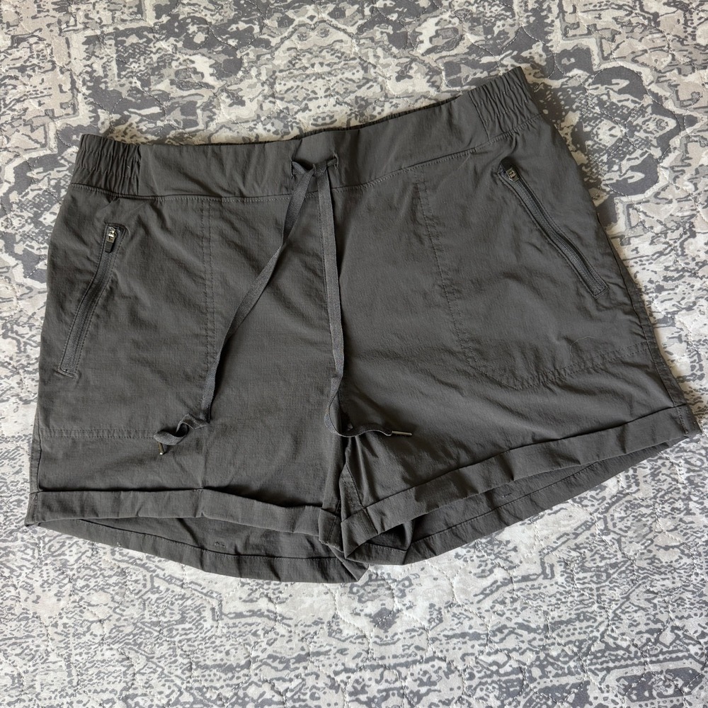 Marika Womens Large Grey Athletic Hiking Shorts Drawstring Zipper Pockets L